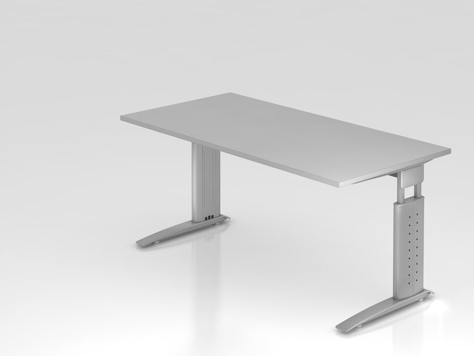 Hammerbacher | Schreibtisch C-Fuß 160x80cm Grau / Silber