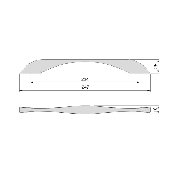 Lot von 20 Möbelgriffe Varna, L247mm, 224mm Achsenabstand, Zamak, Schwarzer lackiert