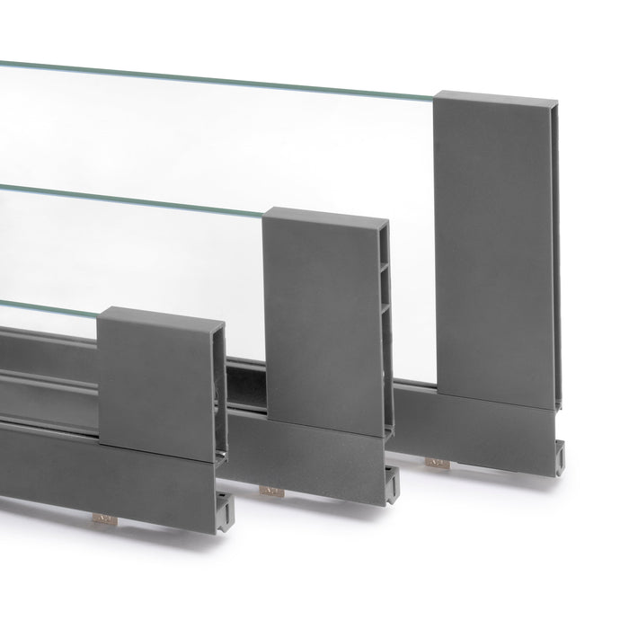 Außenschublade Vertex 40Kg Glas-Einschubelement H 131mm, T 500mm, Stahl Aluminium Glas, Anthrazitgrau