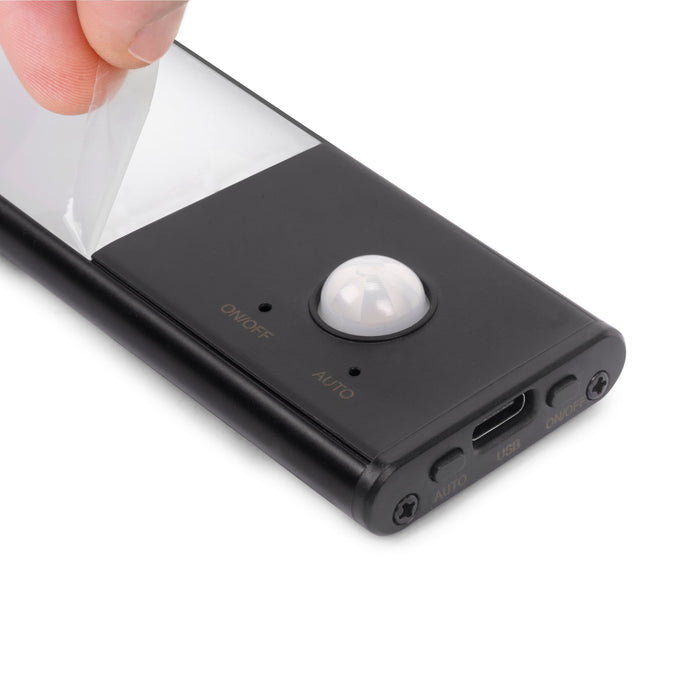USB wiederaufladbare LED-Wandleuchte Kaus Black Bewegungssensor,, L600mm, Kunststoff Aluminium, Schwarzer metallic