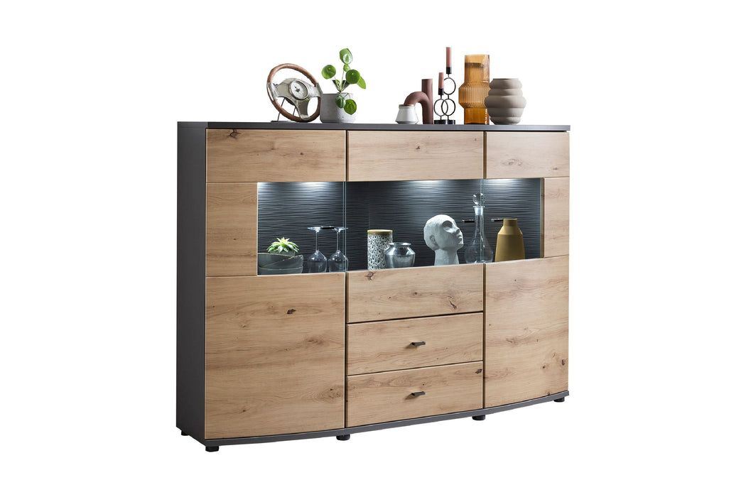 Hometrend | DERA 081 Highboard | Dekor Artisan Eiche MDF TG / Anthrazit