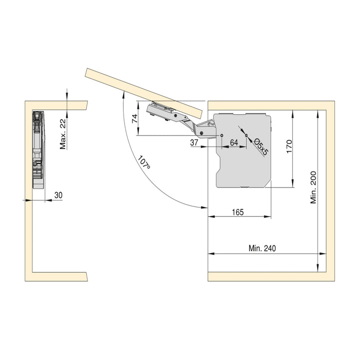 Klappensystem Agile Smart, 960 - 2350, Weißer Kunststoff, Stahl Kunststoff