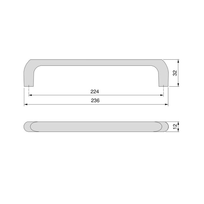 Lot von 20 Möbelgriffe Zagreb, L236mm, 224mm Achsenabstand, Zamak, Nickel satiniert