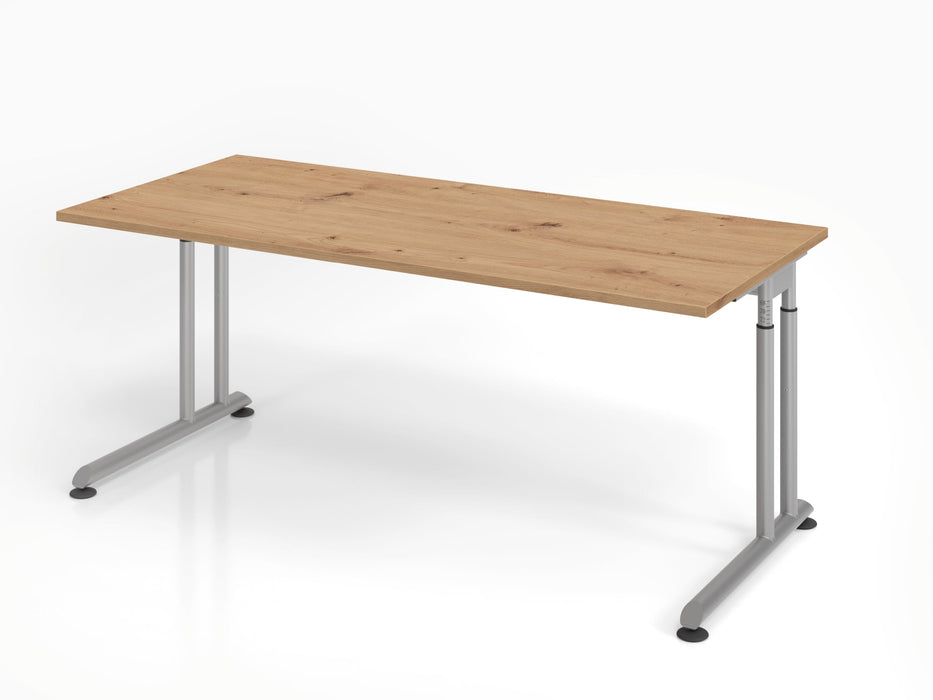 Hammerbacher | Schreibtisch C-Fuß 180x80cm Asteiche / Silber