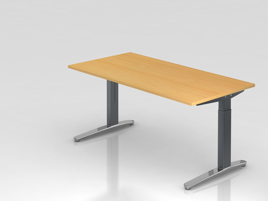 Hammerbacher | Schreibtisch C-Fuß 160x80cm Buche / Graphit poliert