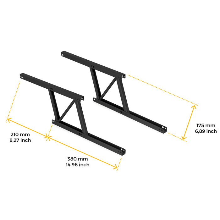 Satz Couchtisch Hebemechanismus-Set, ermöglicht das Anheben des Tisches um 135 mm, Stahl, Schwarz lackiert