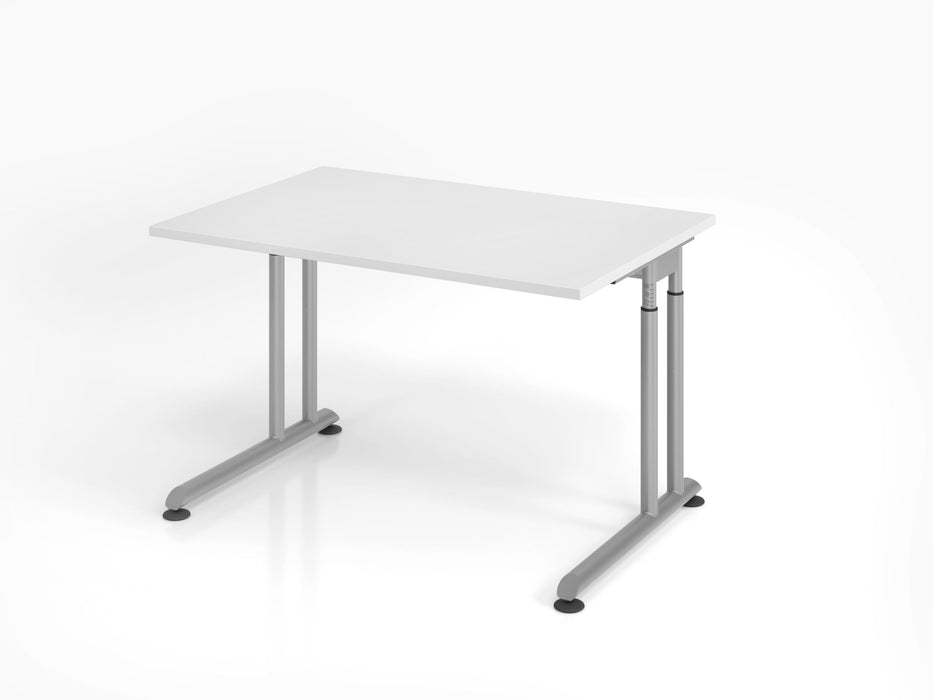 Hammerbacher | Schreibtisch C-Fuß 120x80cm Weiß / Silber