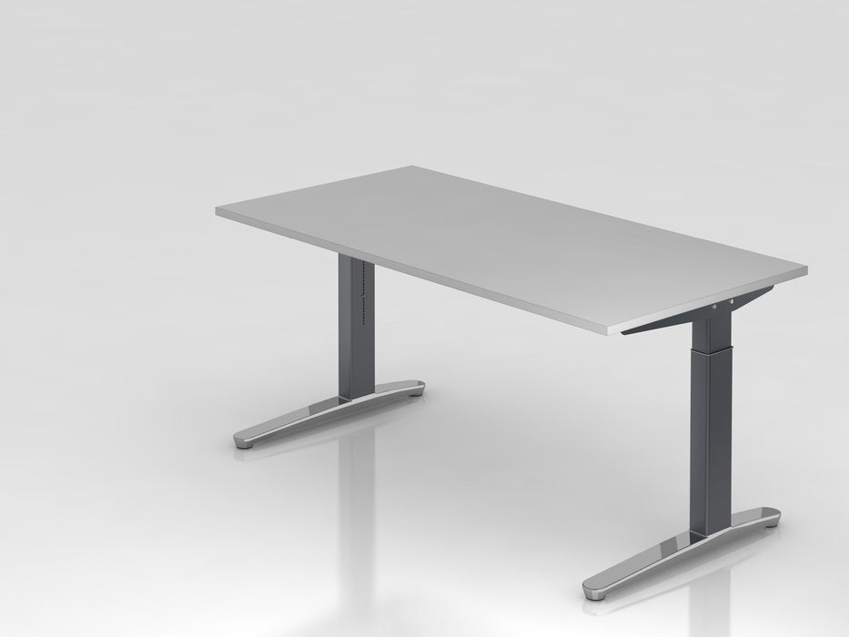 Hammerbacher | Schreibtisch C-Fuß 160x80cm Grau / Graphit poliert