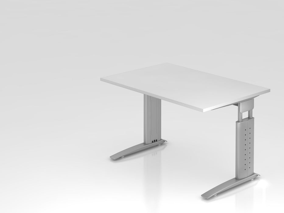 Hammerbacher | Schreibtisch C-Fuß 120x80cm Weiß / Silber