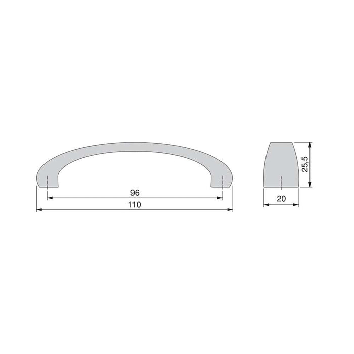 Lot von 20 Möbelgriffe Kyoto, L110mm, 96mm Achsenabstand, Zamak, Titanfarbig lackiert