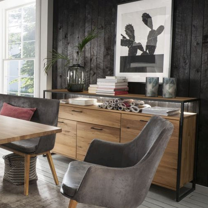 Gradel | Frame | 0275 | Bank Larissa Mikrofaser grau | 180x92x61 | Wildeiche natur