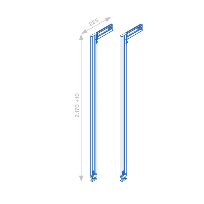 Satz von 2 Zero Rahmen Beschlägen Profilen Boden- Wandmontage, Aluminium Zamak, Schwarz strukturiert