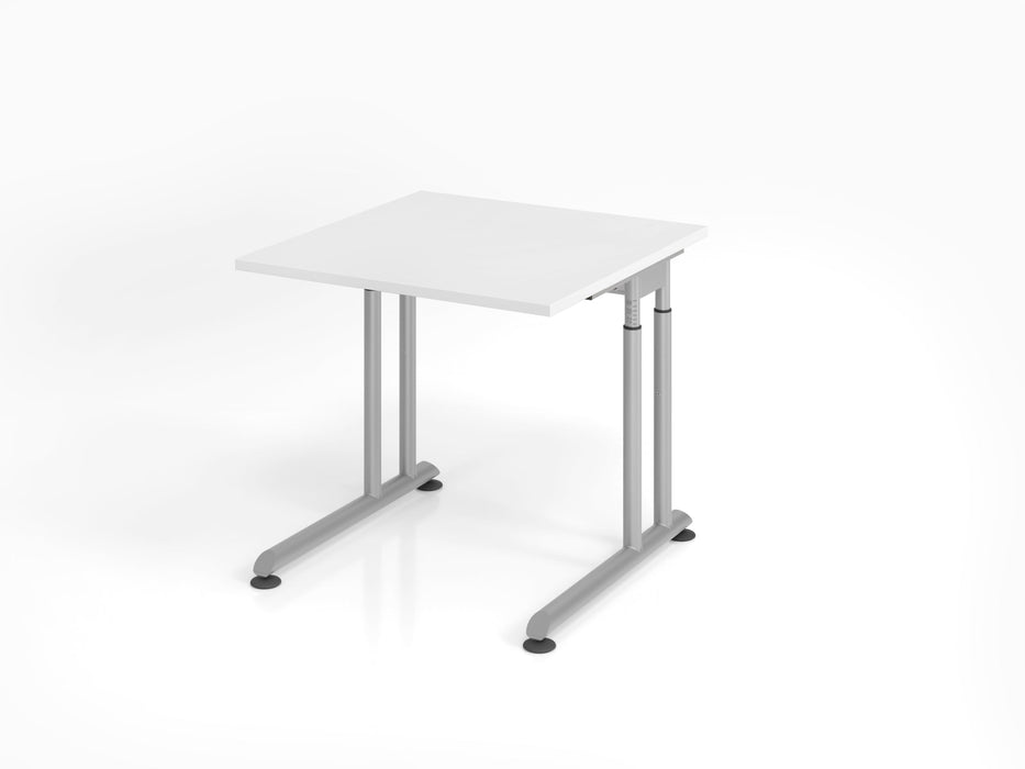 Hammerbacher | Schreibtisch C-Fuß 80x80cm Weiß / Silber