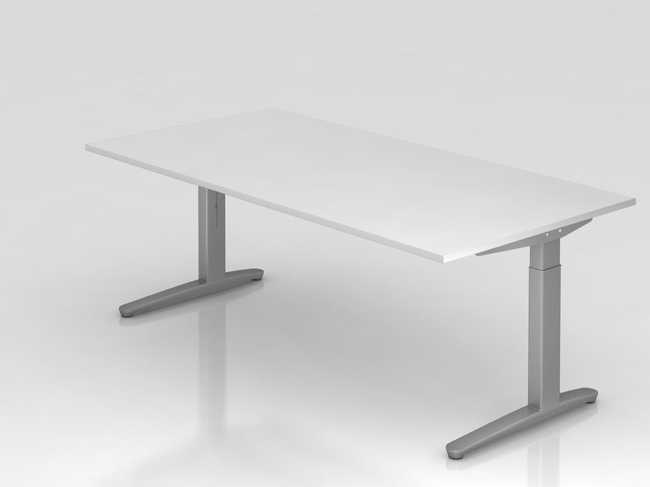 Hammerbacher | Schreibtisch C-Fuß 200x100cm Weiß / Silber