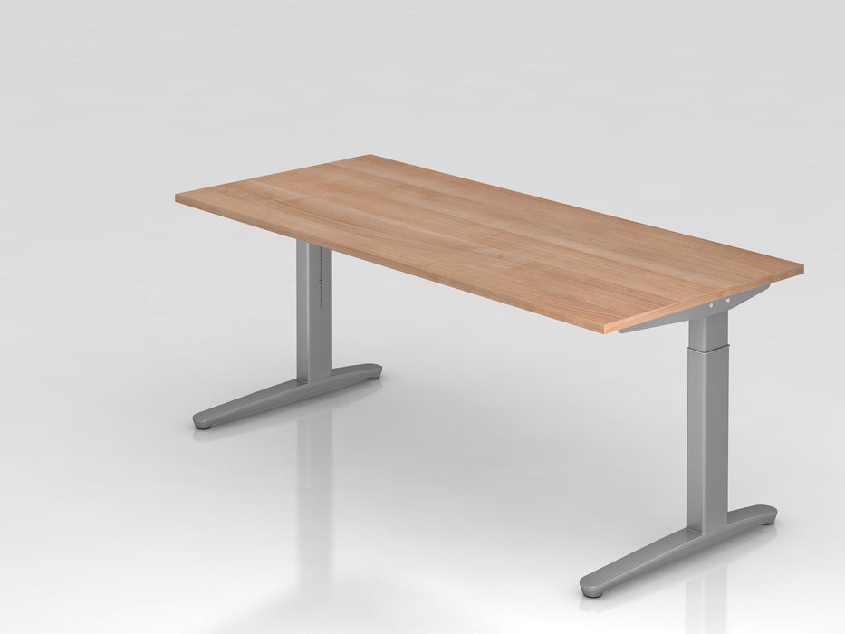 Hammerbacher | Schreibtisch C-Fuß 180x80cm Nussb / Silber