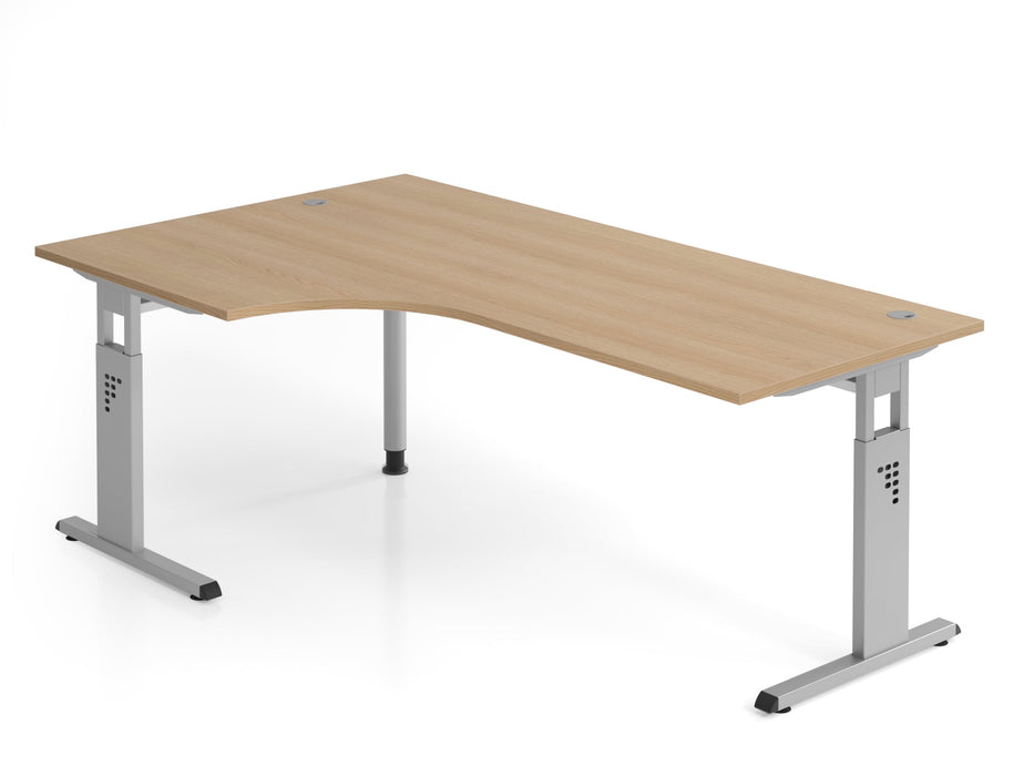 Hammerbacher | Winkeltisch C-Fuß 200x120cm 90° Eiche / Silber