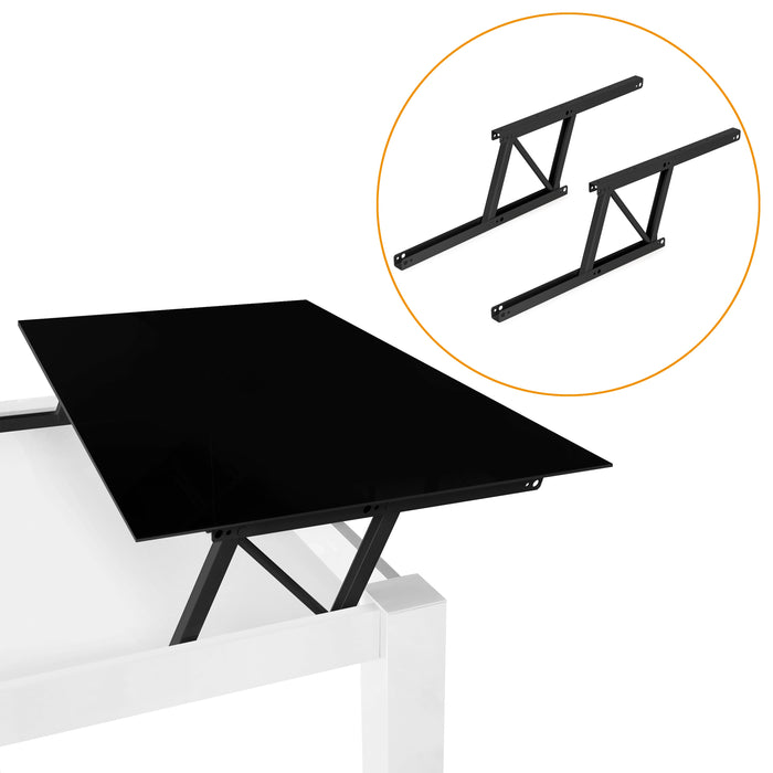 Satz Couchtisch Hebemechanismus-Set, ermöglicht das Anheben des Tisches um 135 mm, Stahl, Schwarz lackiert