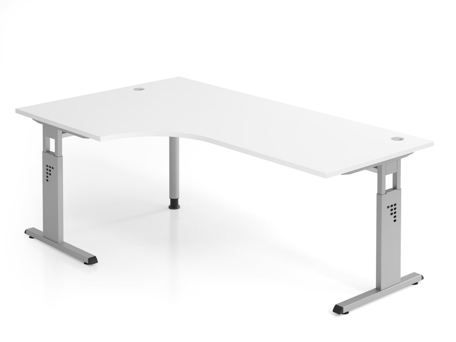 Hammerbacher | Winkeltisch C-Fuß 200x120cm 90° Weiß / Silber