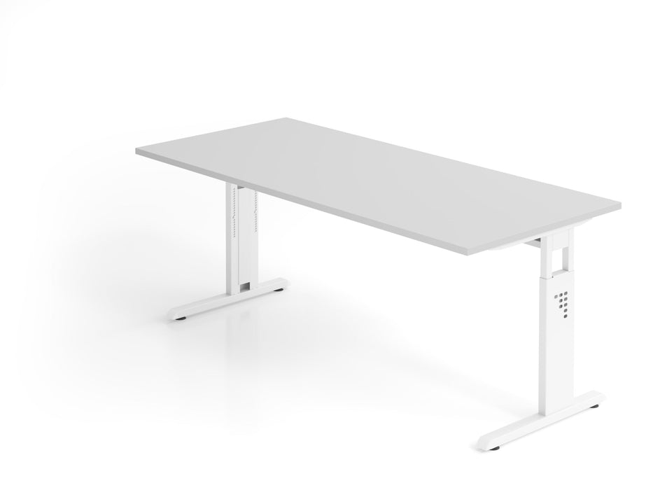 Hammerbacher | Schreibtisch C-Fuß 180x80cm Grau / Weiß