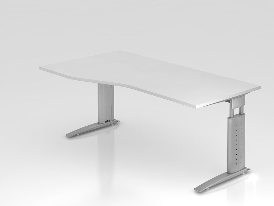 Hammerbacher | Schreibtisch C-Fuß 180x100 / 80cm Weiß / Silber