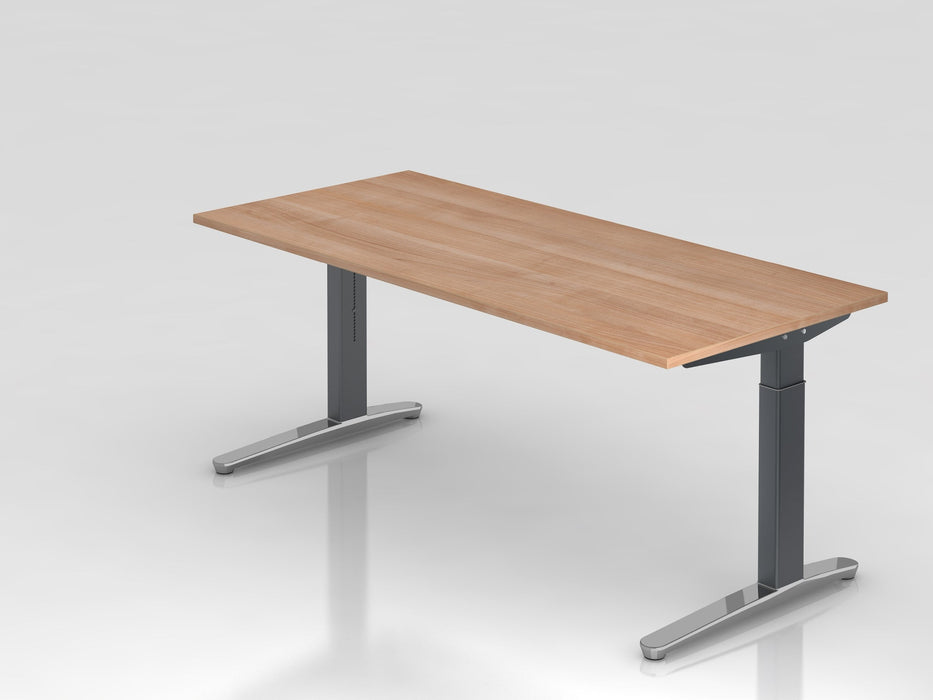 Hammerbacher | Schreibtisch C-Fuß 180x80cm Nussb / Graphit poliert