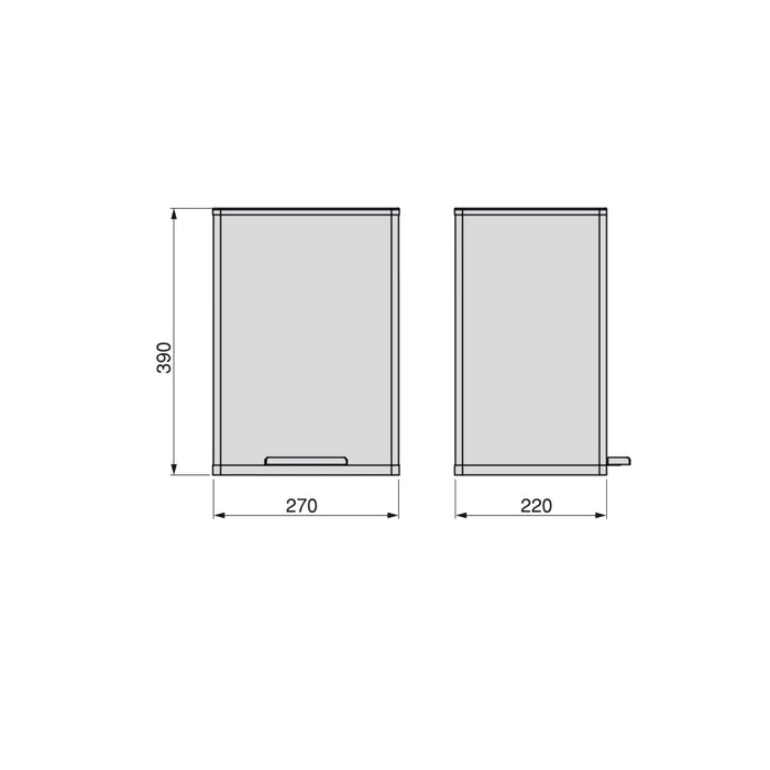 Recyclingbehälter, Outdoor, Deckelöffnung Fußpedal, rechteckig, 1x12 Liter, Aluminium, weiss lackiert