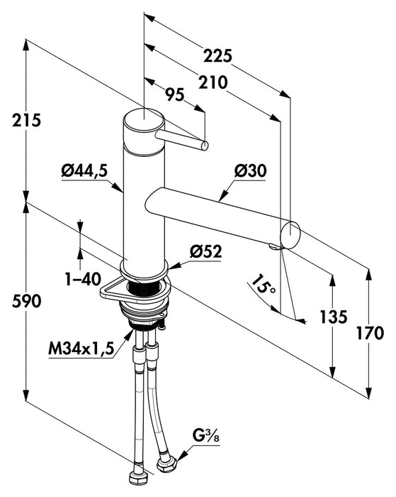 Naber | Steel 1 | Einhebelmischer | Edelstahl | Hochdruck