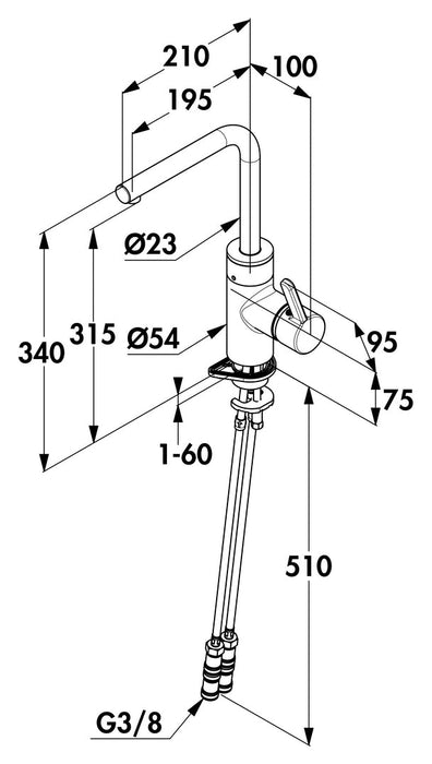 Naber | E-GO-L Sensor | Einhebelmischer | schwarz matt | mit Netzstecker | Hochdruck