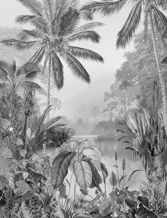 Vlies Fototapete | Lac Tropical Black & White | Größe 200 x 270 cm