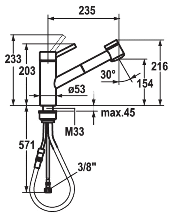 Naber | Inox 2 | Einhebelmischer | Edelstahl | Hochdruck